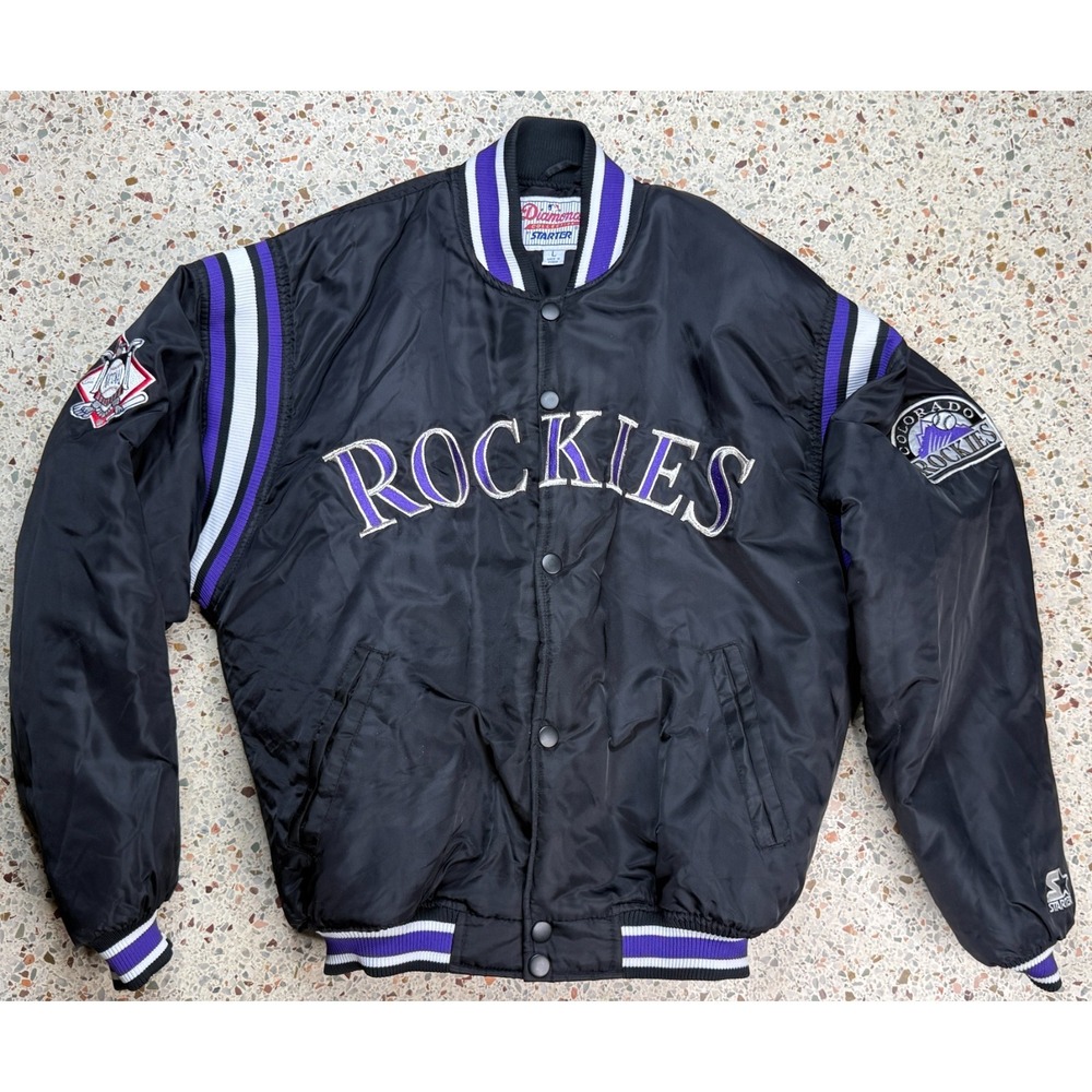 Starter Diamond Collection Vtg MLB Colorado Rockies Bomber Jacket Size Large